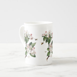 Appleの花および蜂の骨灰磁器のマグ ボーンチャイナマグカップ