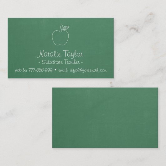 Appleの落書きの緑の黒板の代用教員 名刺 (正面/裏面)