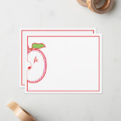 Appleの赤いモノグラムの平らなメッセージカード ノートカード (正面/裏面インサイチュ)