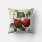 Appleの赤い植物の水彩画のモノグラムのなイニシャル クッション (裏面)