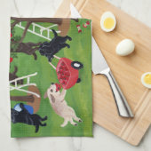 Appleの農場のラブラドールの絵を描くこと キッチンタオル (四つ折り)