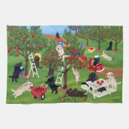 Appleの農場のラブラドールの絵を描くこと キッチンタオル