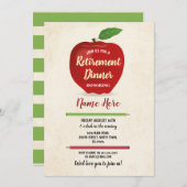 Appleの退職パーティーの素朴な赤い先生のクリーム 招待状 (正面/裏面)