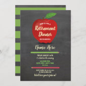 Appleの退職パーティーの素朴な赤い先生のチョーク 招待状 (正面/裏面)