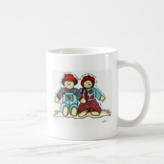 Appleの雪だるまのカップル コーヒーマグカップ (右)