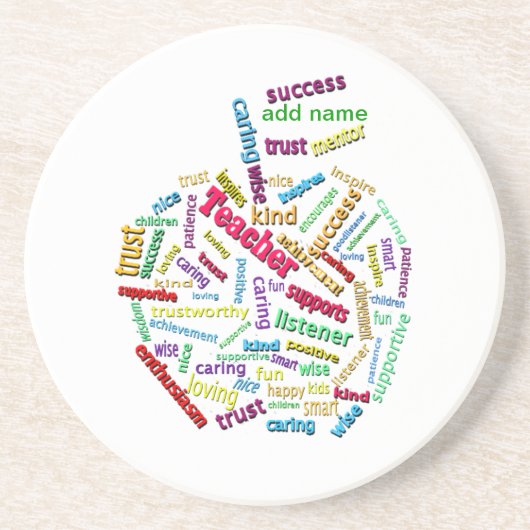 Appleは加えますAppleの葉の先生の名前をカスタマイズ コースター (正面)