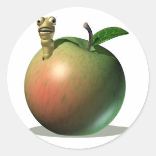 Appleを食べる地虫 ラウンドシール