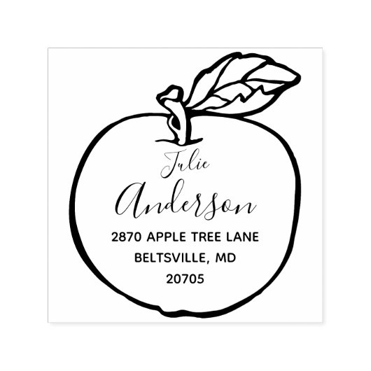 Appleアウトラインの自動手書き差出人住所スタンプ セルフインキングスタンプ (デザイン)