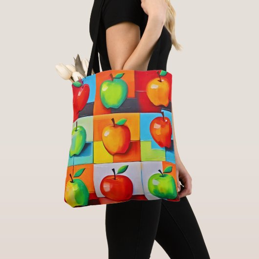 Appleグカラフルリッド トートバッグ (クローズアップ)