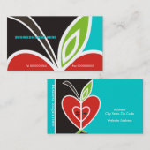 Appleハート先生の名刺ターコイズ 名刺 (正面/裏面)