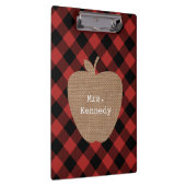 Appleバッファローの格子縞のバーラップのパーソナライズな先生 クリップボード (右)