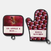 Appleパタパーソナライズされたーン 鍋つかみ&鍋敷きセット (正面)