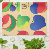 Appleパタモダンカラフルパーソナライズされたーン キッチンタオル (折り畳み)