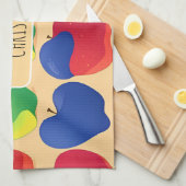 Appleパタモダンカラフルパーソナライズされたーン キッチンタオル (四つ折り)