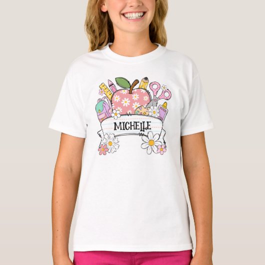 Appleパーソナライズされたを使った学校用品 Tシャツ (正面)