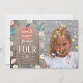 Appleピッキングパーティーフローラウッドフォト誕生日 招待状 (正面)