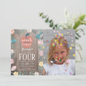 Appleピッキングパーティーフローラウッドフォト誕生日 招待状 (スタンド正面)