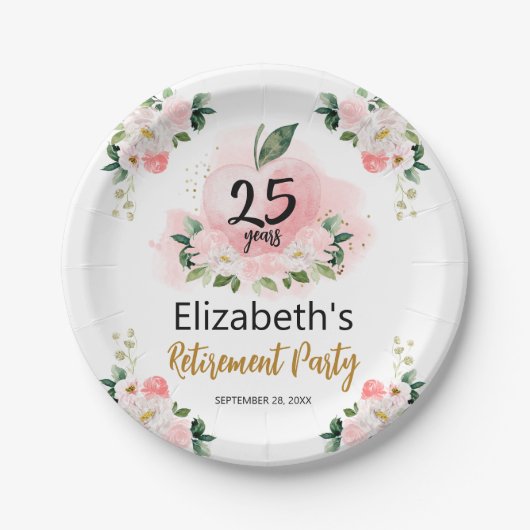 Appleフローラ先生退職パーティー ペーパープレート (正面)