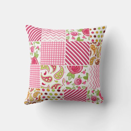 Apple及びパッチワークのInpsiredの先生の緑の枕 クッション (裏面)