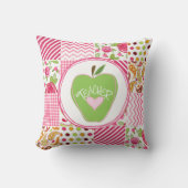 Apple及びパッチワークのInpsiredの先生の緑の枕 クッション (正面)
