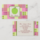 Apple及びマドラスの刺激を受けたな格子縞の緑の先生 名刺 (正面/裏面)