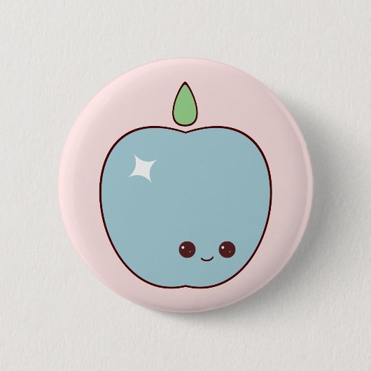 Apple幸せで青いPin 缶バッジ (正面)
