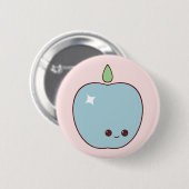 Apple幸せで青いPin 缶バッジ (正面&裏面)