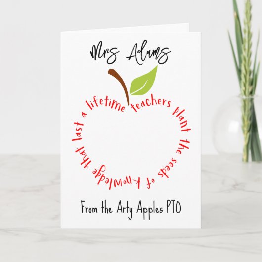 Apple感謝していは私たち救済の成長先生 カード (正面)