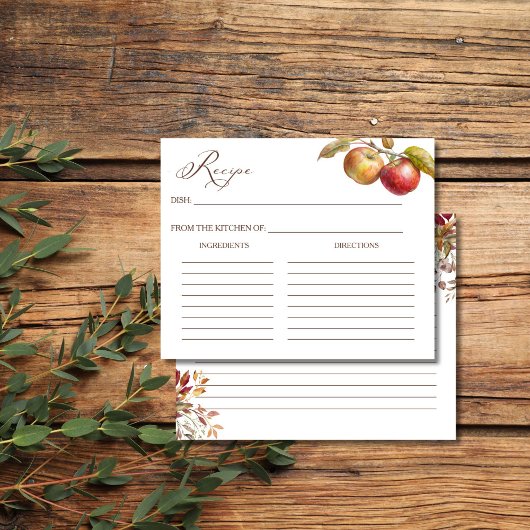 Apple秋ブライダルシャワーレシピカード