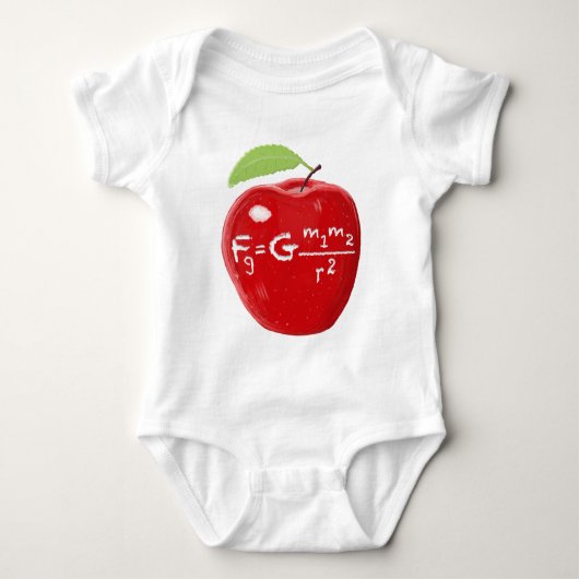Apple科学の教師のアイザックニュートンの重力の法則 ベビーボディスーツ (正面)