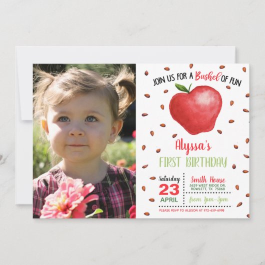 Apple誕生日招待状(写真あり) 招待状 (正面)