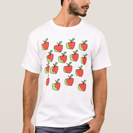 Apple赤いおよび緑のパターン Tシャツ (正面)