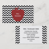 Apple赤い黒いシェブロンの先生 名刺 (正面/裏面)