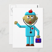 Apple間抜けを頭に乗せた医師と医療バッグ ポストカード (正面/裏面)