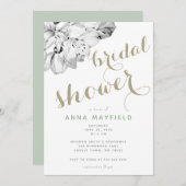 Apple エレガント素朴Artスケッチブライダルシャワー 招待状 (正面/裏面)