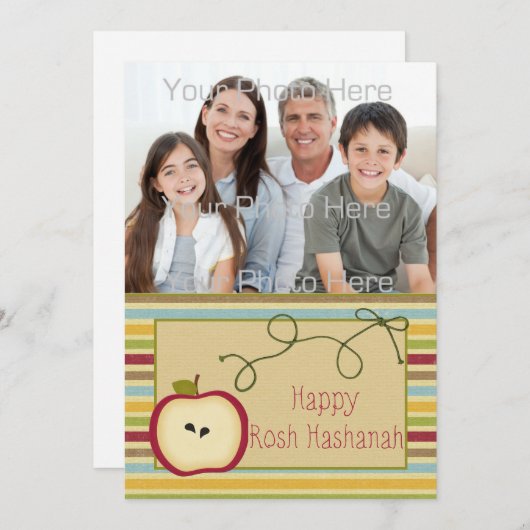 Apple、ストライプ、Rosh Hashanahフォトカード シーズンカード (正面/裏面)