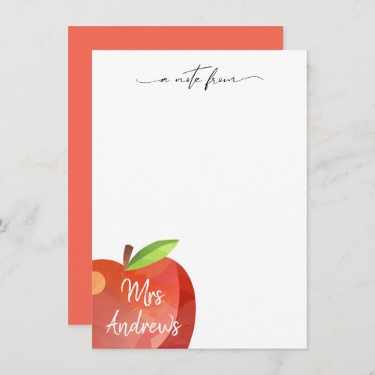 Apple パーソナライズされた文房具 |先生ノートカード ノートカード (正面/裏面)