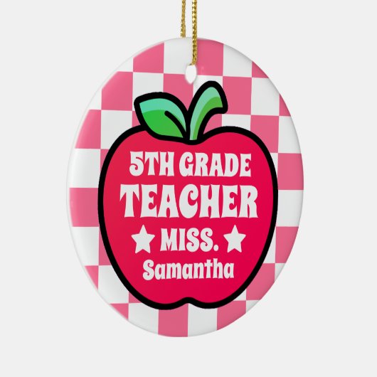 Apple パーソナライズされた Fifth Grade先生写真 セラミックオーナメント (右)