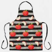 Apple モダン Black & Whiteのストライプ エプロン (正面)