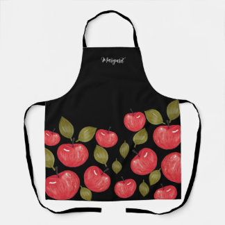 Apple モノグラムの Pattern Water Color 色彩の鮮やか Hand (Appl エプロン