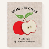 Apple 素朴 Burlap Mom's フェイクレシピの料理本 ノートブック (正面)