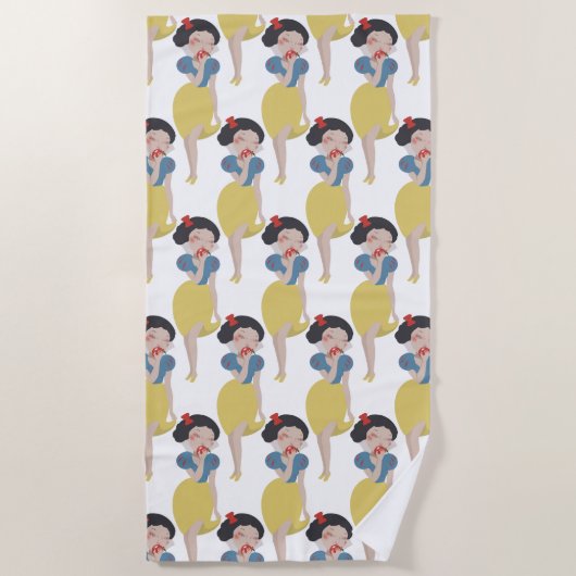 Apple 2パターンをかむ雪の白 ビーチタオル (正面)