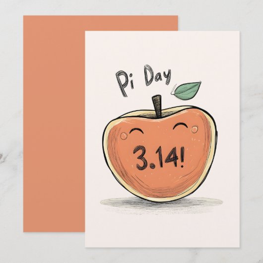 Apple a DayがXで解決しない – Pi Dayミーム 招待状 (正面/裏面)
