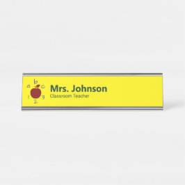 Apple ABC 123黄色の先生の名前と役職 デスクネームプレート