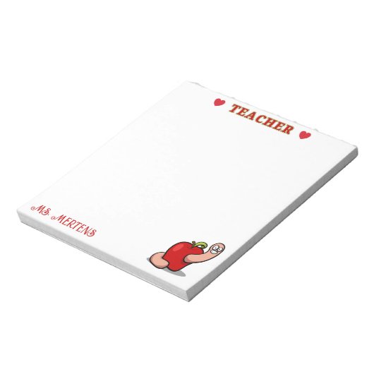 Apple Add Nameの先生評価ワーム ノートパッド (回転)