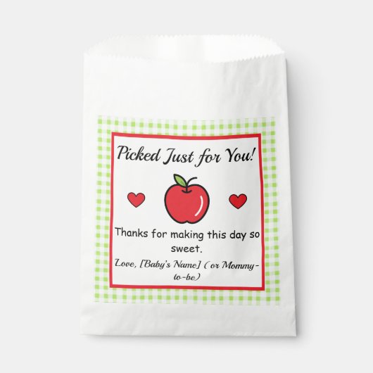 Apple Baby Shower Favor Bags フェイバーバッグ (正面)