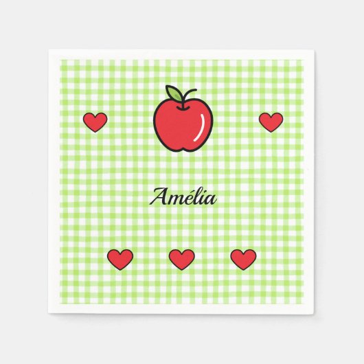 Apple Baby Shower Napkins – “Sweet Little One”  スタンダードカクテルナプキン (正面)