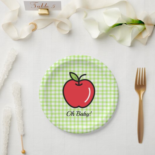 Apple Baby Shower Plates – “Oh Baby !”  ペーパープレート (ウェディング)