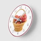 Apple Basket Red縁ど（リンゴのかご） ラウンド壁時計 (傾斜)