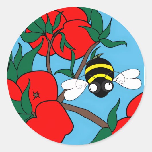 Apple Bee Round Sticker ラウンドシール (正面)